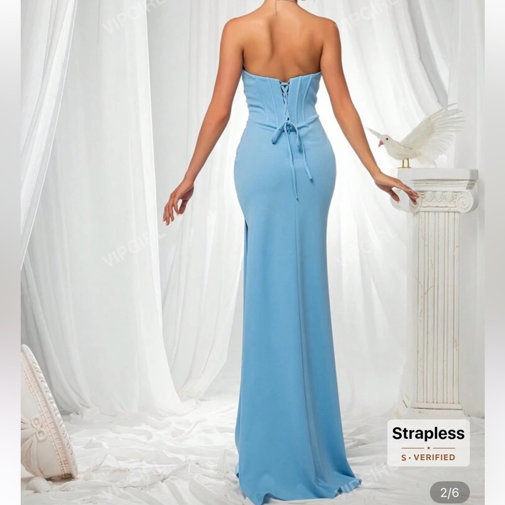 SHEIN Light Blue Strapless Gown